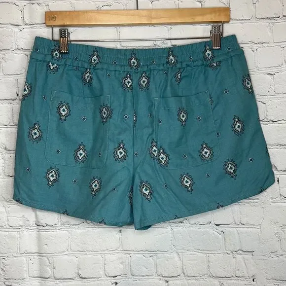 LOFT Women’s Blue Mandala Jewel Printed Shorts Drawstring size Medium - Picture 4 of 7